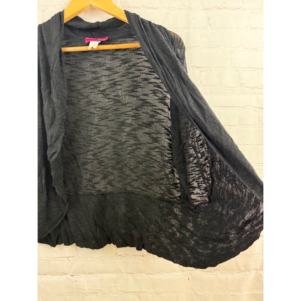 Demanding by Say What? Knit Cardigan Womens Size Medium Black Open Front Sweater - Picture 4 of 6